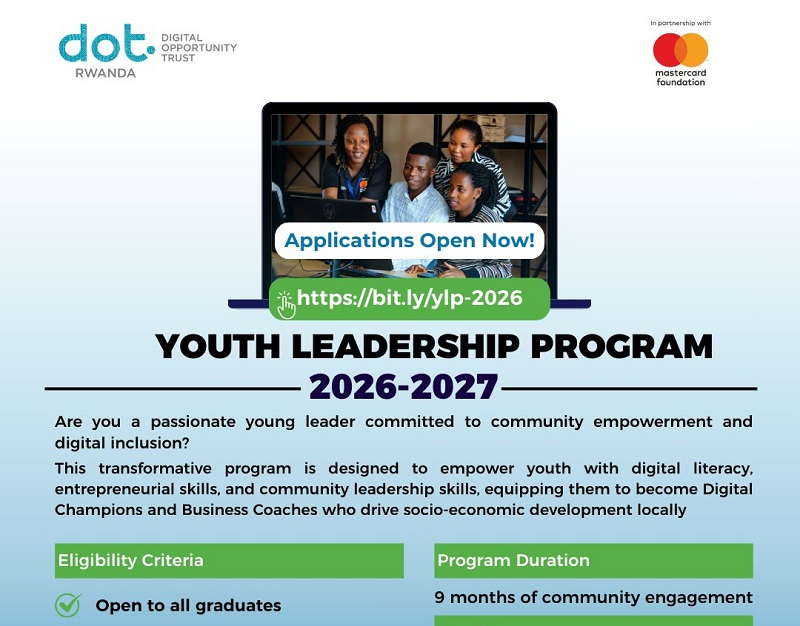 DOT Rwanda Youth Leadership Program 2026-2027 | Empowering Young African Leaders DOT Rwanda Youth Leadership Program 2026-2027 | Empowering Young African Leaders